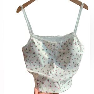 White and pink floral tank top